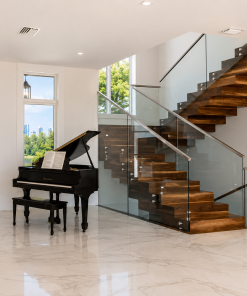 Cầu Thang Kính Tay Vịn Inox