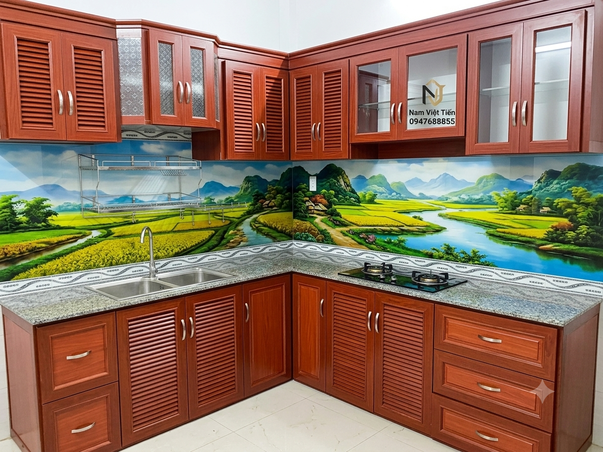 Mẫu Tủ Bếp Nhôm Kính Đẹp