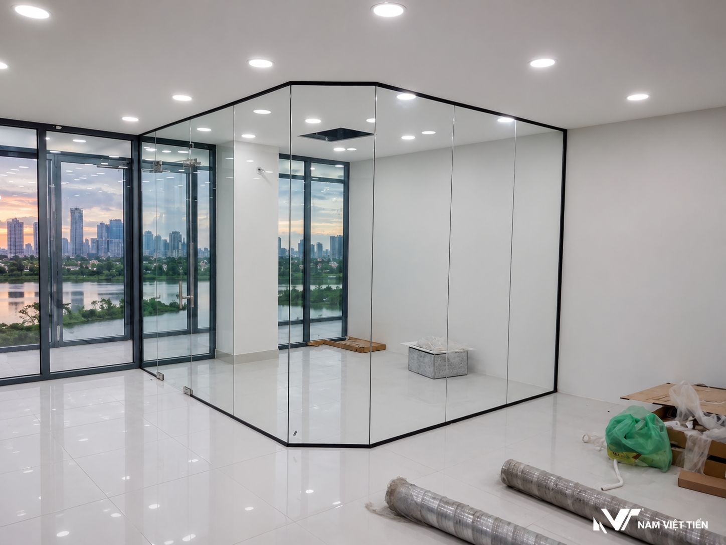Vách ngăn nhôm kính văn phòng - không gian văn phòng - ảnh 3