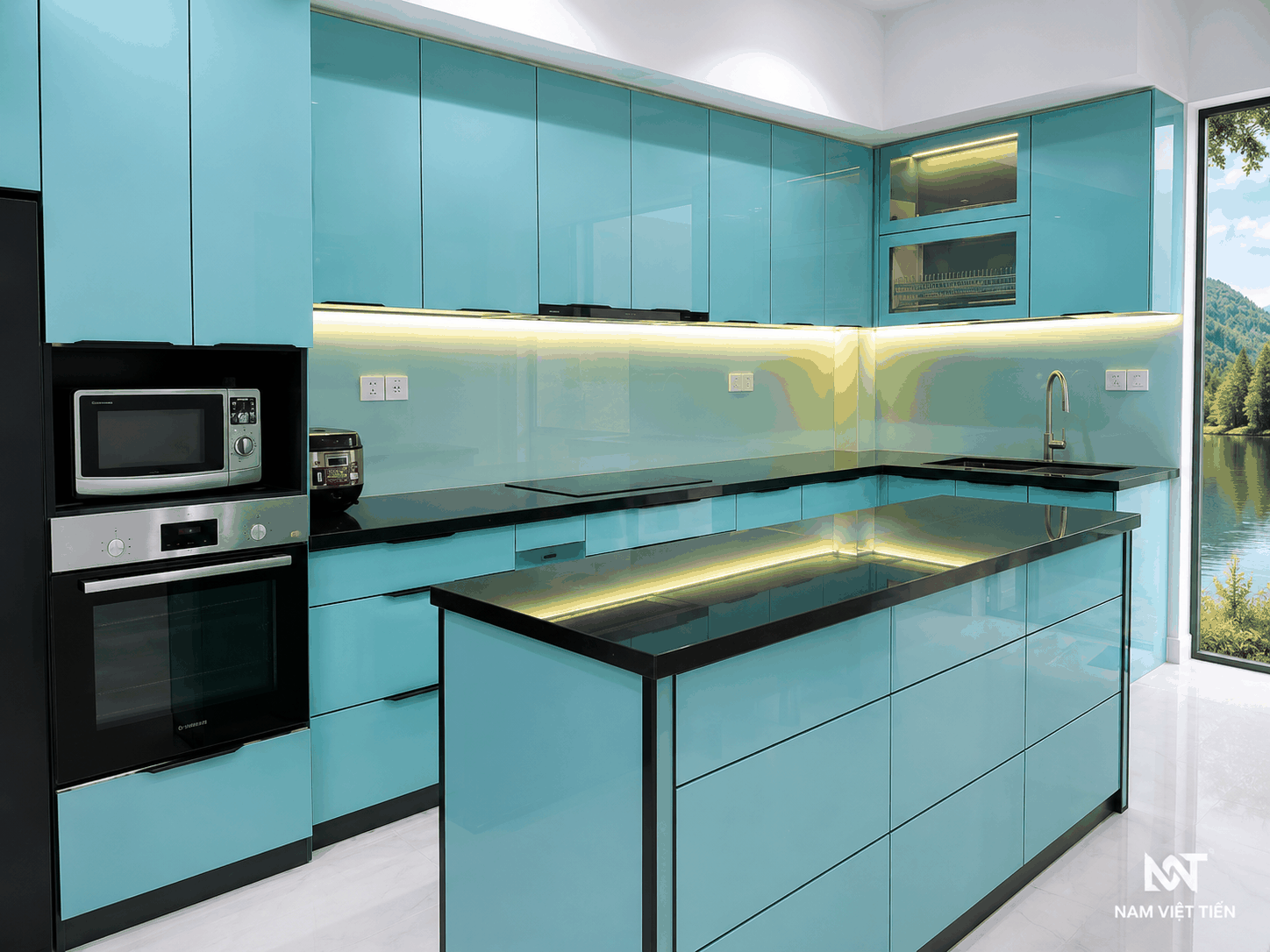 Tủ Bếp Hợp Kim Nhôm Cánh Kính 9 lam tu bep hop kim nhom tphcm