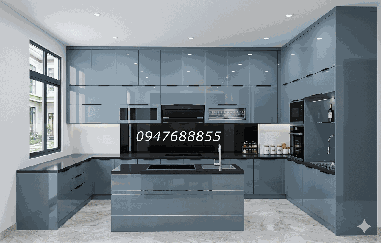 Tủ bếp nhôm kính mẫu bếp hiện đại - ảnh 1 Tủ bếp nhôm kính hiện đại