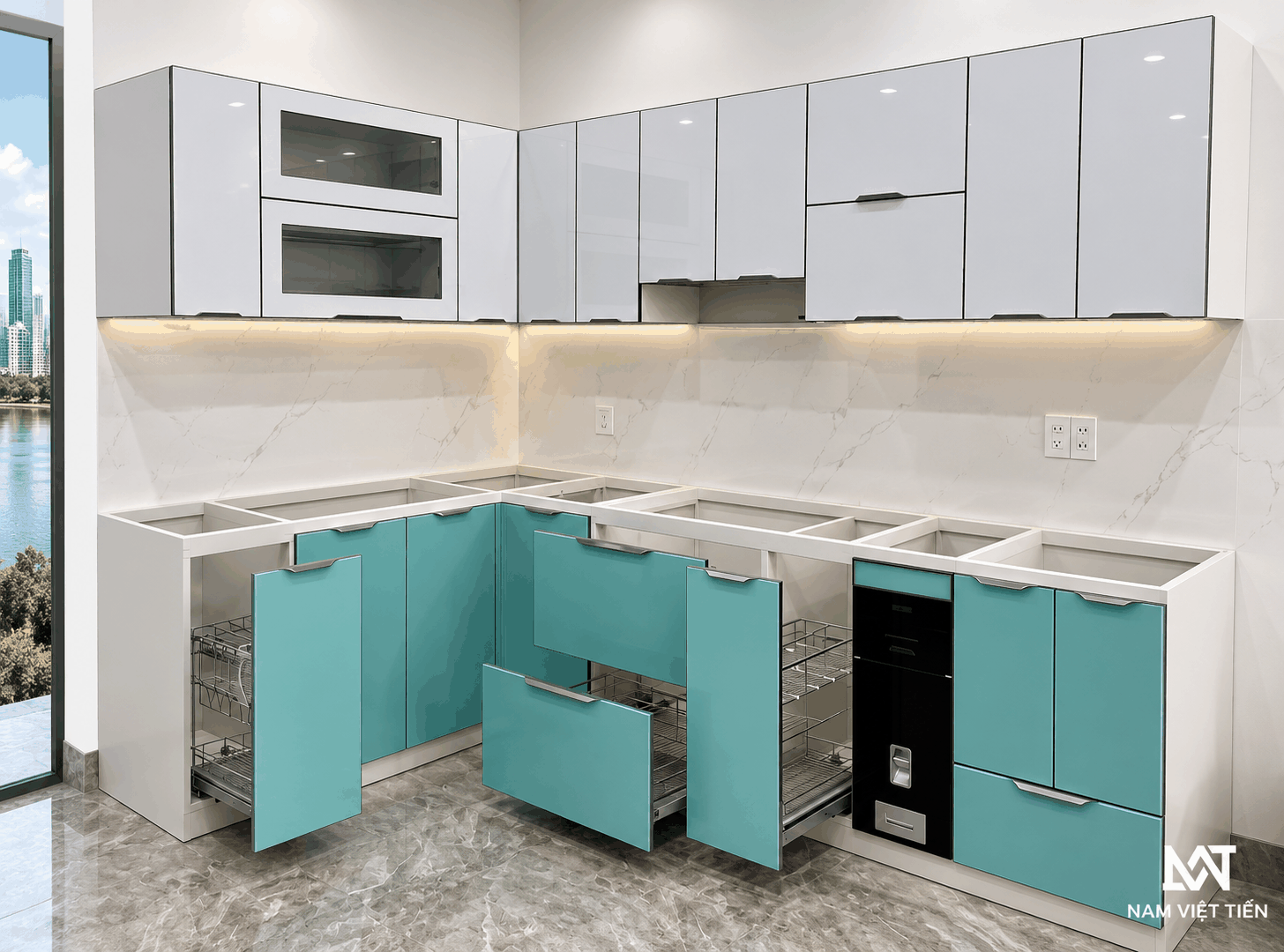 Báo Giá Tủ Bếp Nhôm Kính 6 tu bep hop kim nhom