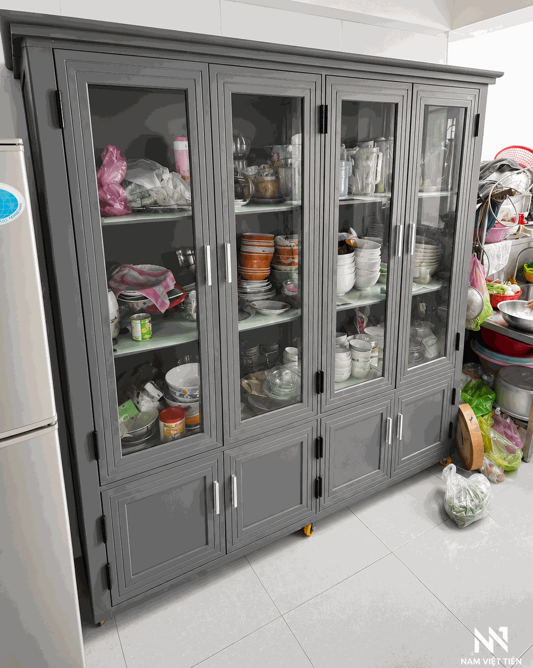 Tủ bếp nhôm kính tiện dụng Thi công tủ bếp nhôm kính