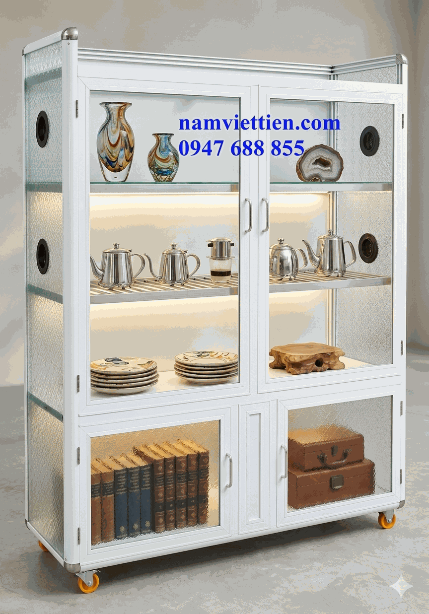 Tủ chén nhôm kính giá rẻ khung nhôm bền đẹp Tủ chén nhôm kính giá rẻ khung nhôm bền đẹp