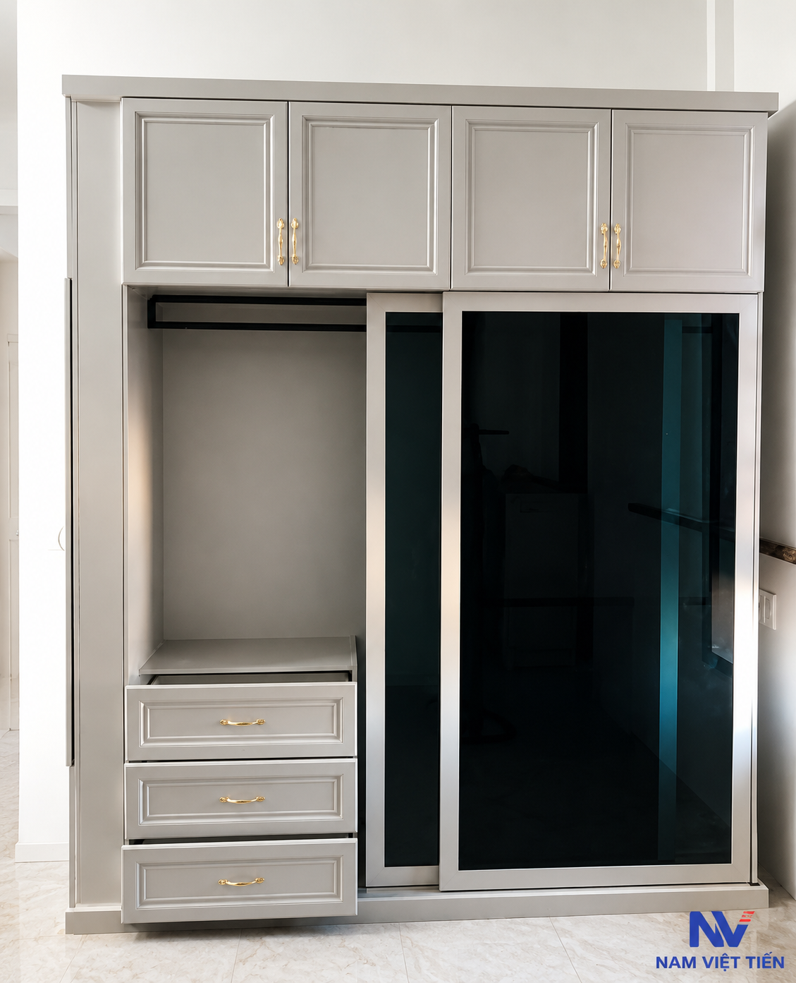 Tủ Áo Nhôm Kính Cửa Lùa 3 Mẫu tủ áo nhôm kính đẹp