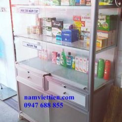 TỦ BẾP NHÔM - CỬA NHÔM KÍNH - KÍNH CƯỜNG LỰC 25 Đóng tủ trưng bày nước hoa nhôm kính