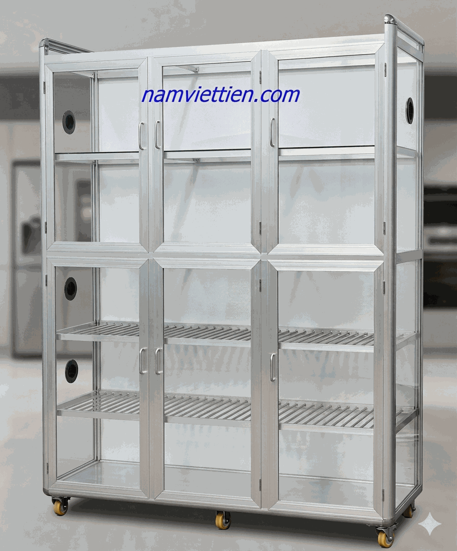 Tủ chén nhôm kính khung nhôm cao cấp bền đẹp chống nước