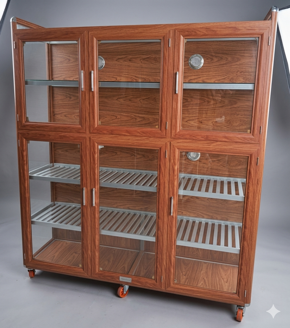 Tủ chén nhôm kính vân gỗ giá rẻ