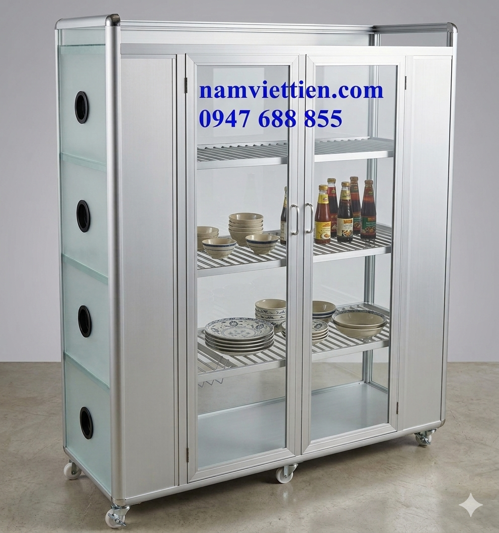 Mẫu Tủ Chén Nhôm Kính Đẹp 3 Mẫu Tủ Chén Nhôm Kính Đẹp