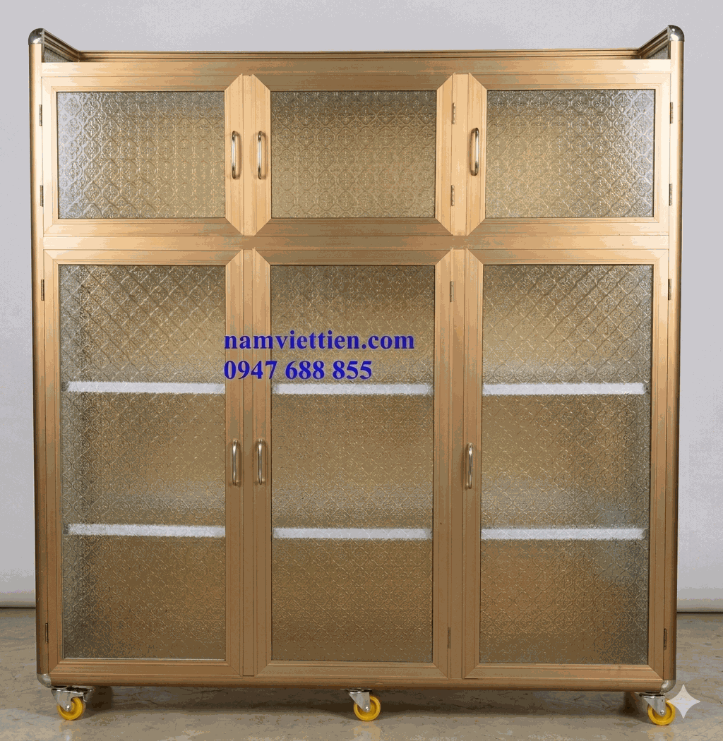 Mẫu tủ chén nhôm kính cánh lùa tối ưu không gian nhà bếp nhỏ Mẫu tủ chén nhôm kính cánh lùa tối ưu không gian nhà bếp nhỏ