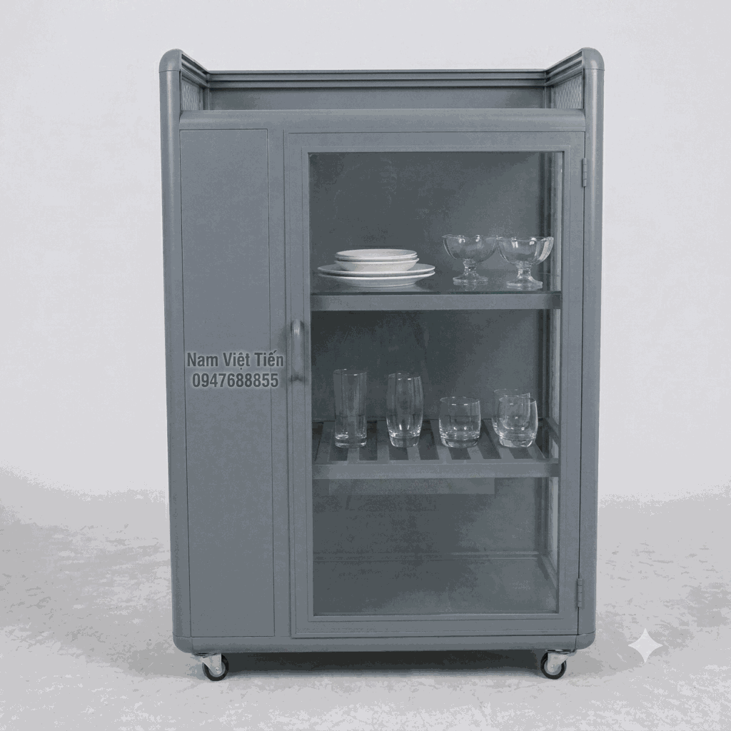 Tủ chén nhôm kính mini