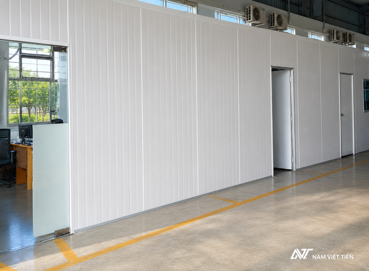 vách ngăn panel rockwool cho khu vực yêu cầu chống cháy