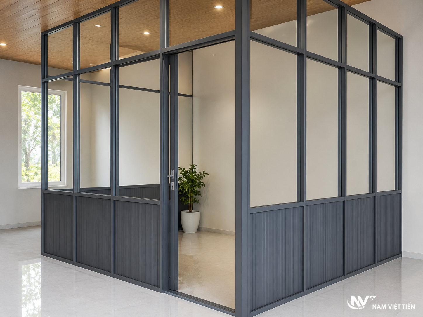 Vách ngăn nhôm kính Xingfa - hệ nhôm Xingfa - ảnh 3