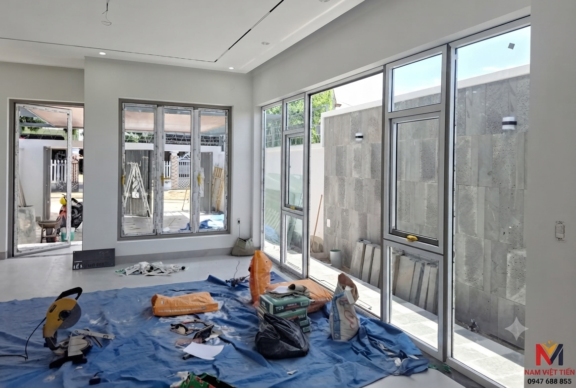 Lắp đặt cửa nhôm Maxpro mở trượt thực tế Kỹ thuật lắp đặt cửa nhôm Maxpro mở trượt và căn chỉnh ray