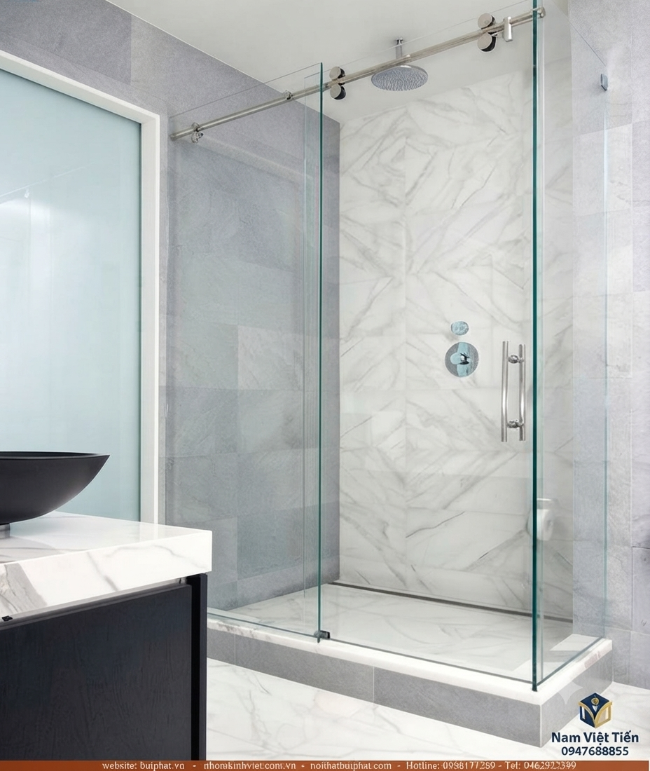 Vách tắm kính cửa lùa 