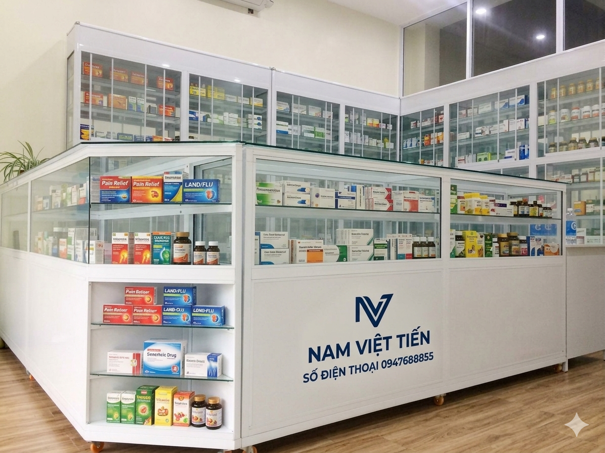 Tủ quấy thuốc tây nhôm kính 3 cau tao tu quay thuoc