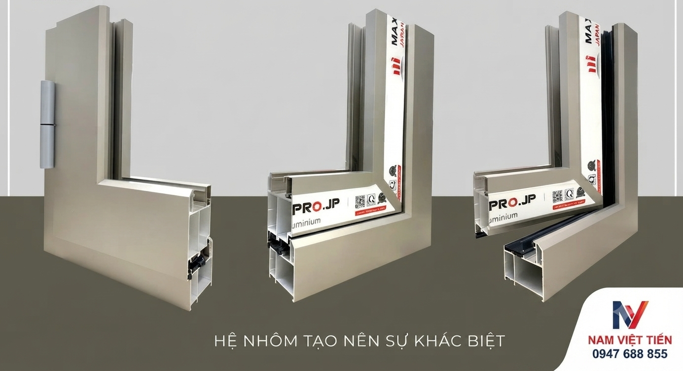Cấu tạo hệ cửa đi nhôm Maxpro Cấu tạo cửa đi nhôm Maxpro gồm nhôm kính gioăng và phụ kiện