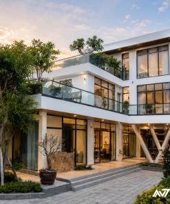 Lan can kính ban công đẹp hiện đại