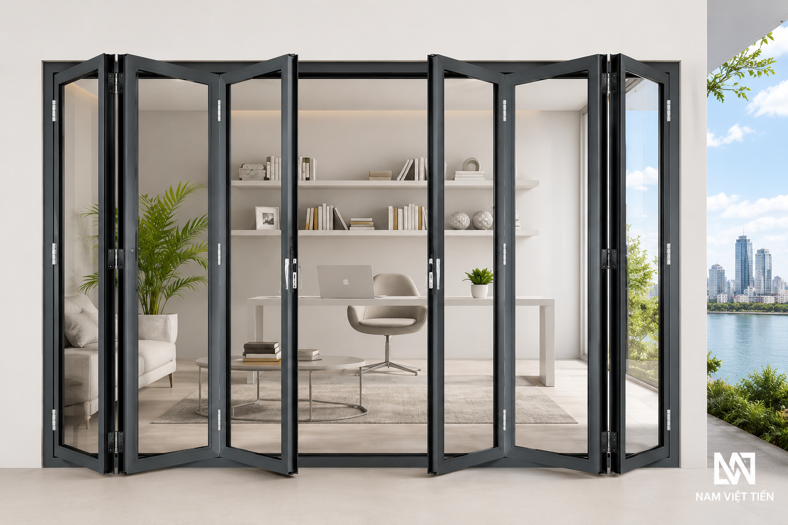 Cửa Xếp Trượt Nhôm Xingfa 7 lap dat cua xep truot nhom