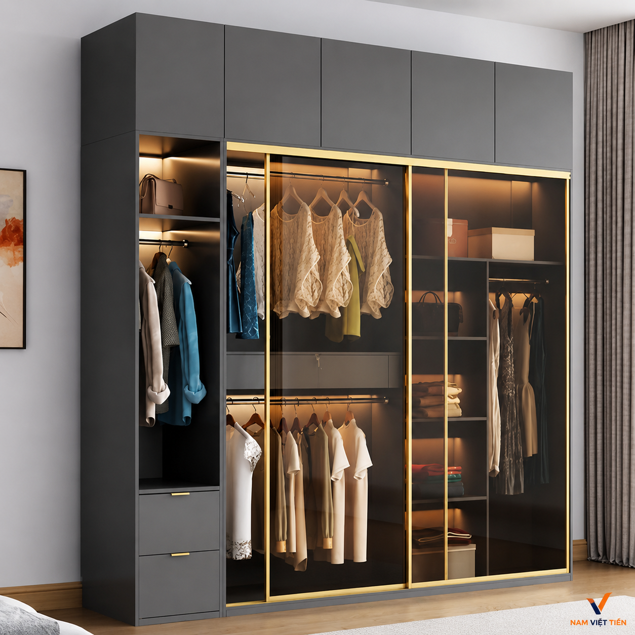 Tủ áo nhôm kính cao cấp Tủ áo nhôm kính cao cấp