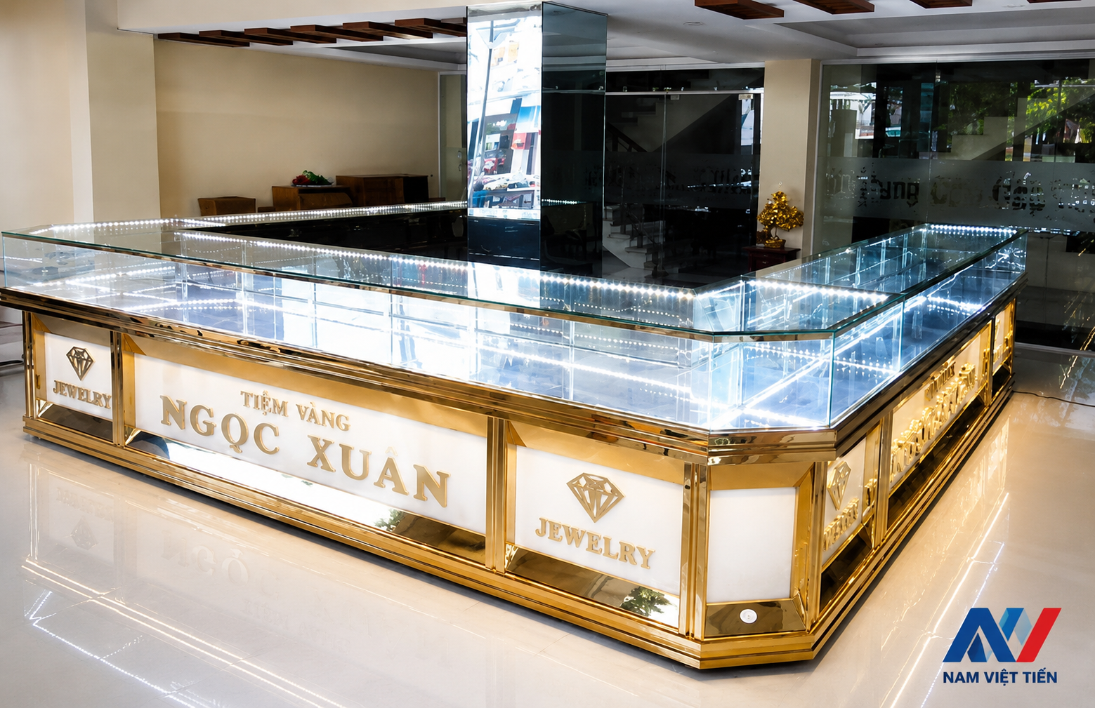 Mẫu tủ vàng bạc kính đẹp Mẫu tủ vàng bạc đẹp trưng bày kính