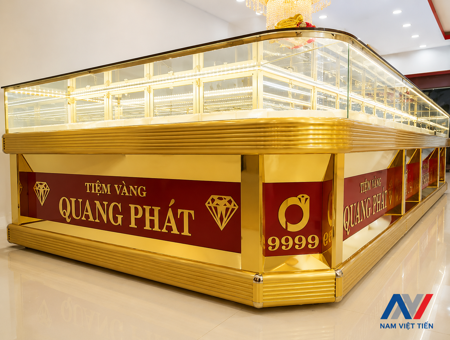 Quầy giao dịch tiệm vàng rộng Quầy giao dịch tiệm vàng bố trí rộng